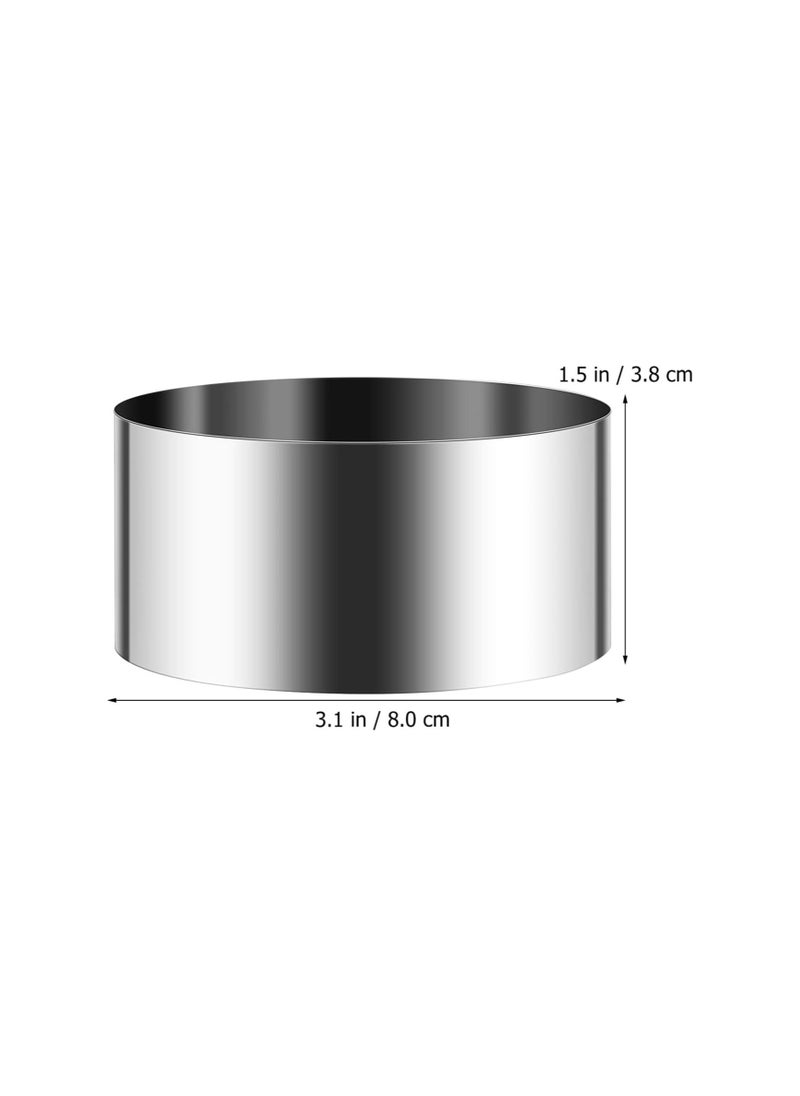 KASTWAVE - Round Cake Ring Mold, Stainless Steel Dessert Mousse Molds with Pusher, Professional Pastry Baking Ring Mold Set of 8, Mini Cake Ring Mold 8 x 4 cm / 3.15 x 1.5 inches - Image 1