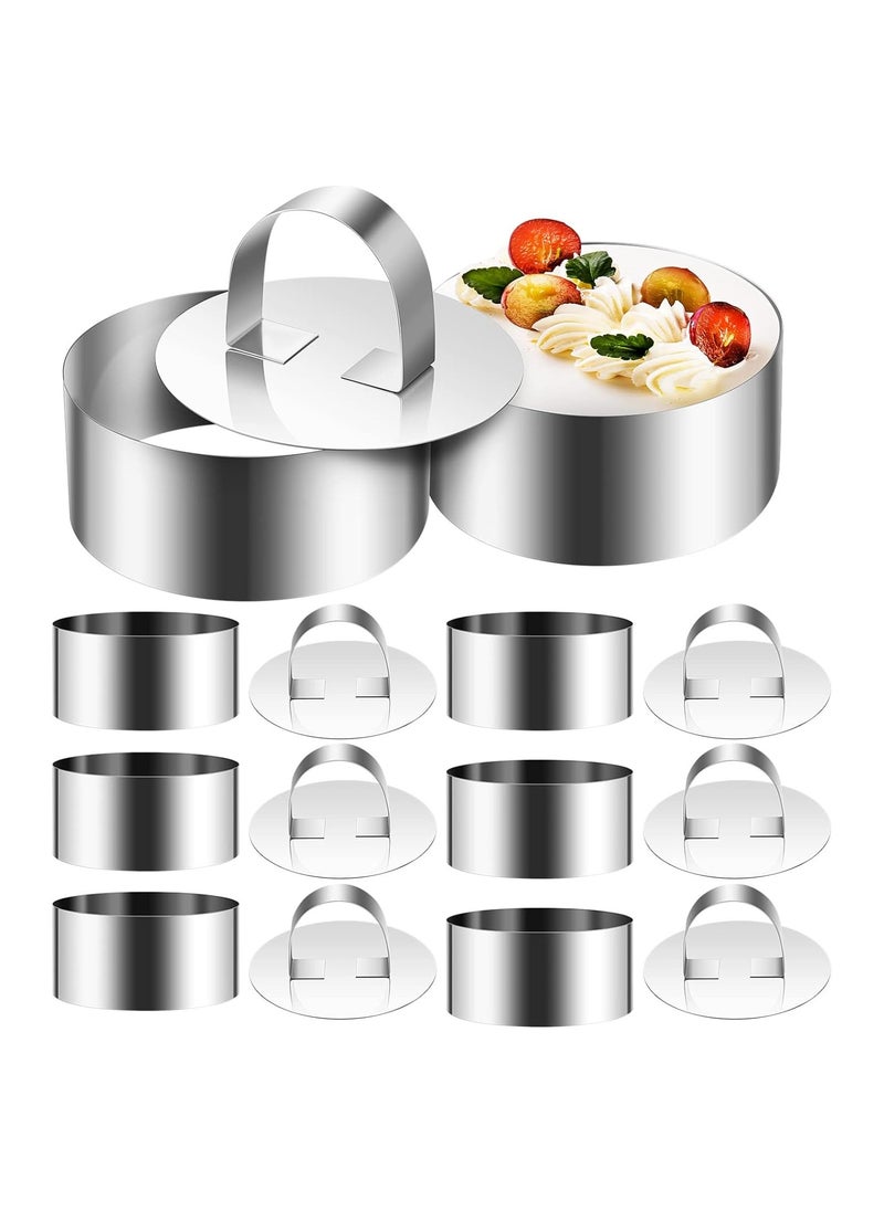 KASTWAVE - Round Cake Ring Mold, Stainless Steel Dessert Mousse Molds with Pusher, Professional Pastry Baking Ring Mold Set of 8, Mini Cake Ring Mold 8 x 4 cm / 3.15 x 1.5 inches - Image 1