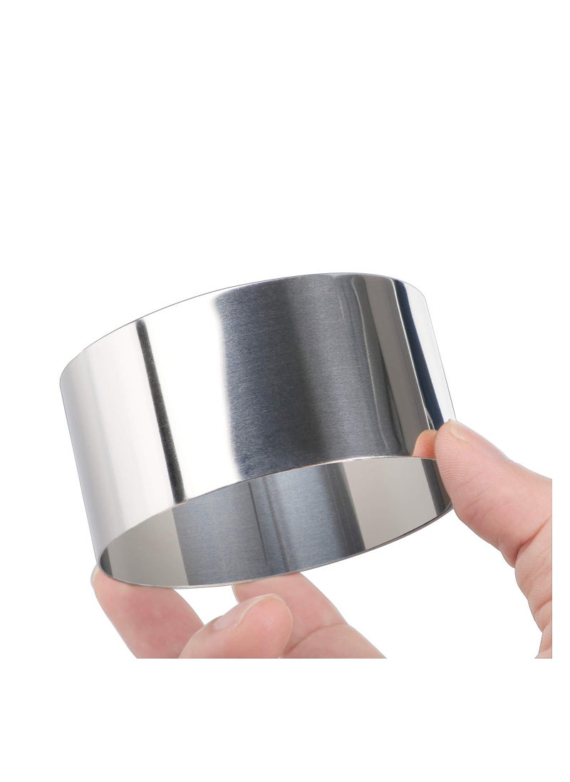 KASTWAVE - Round Cake Ring Mold, Stainless Steel Dessert Mousse Molds with Pusher, Professional Pastry Baking Ring Mold Set of 8, Mini Cake Ring Mold 8 x 4 cm / 3.15 x 1.5 inches - Image 1