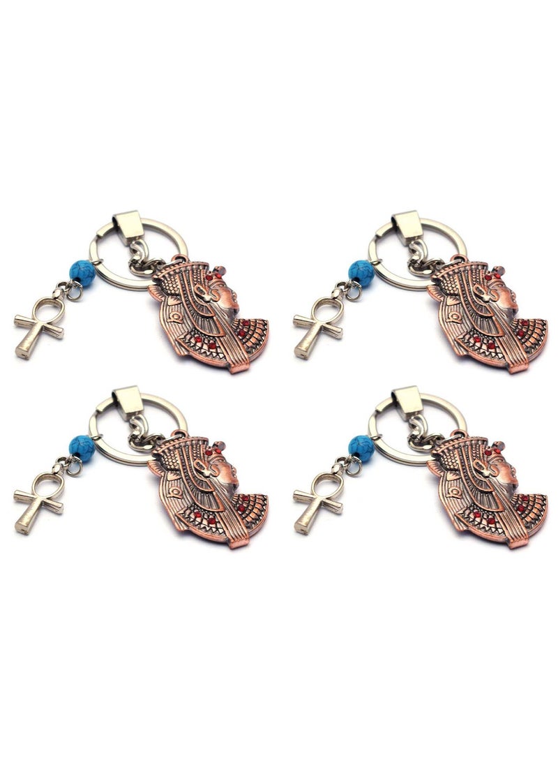 immatgar 4 pieces of  immatgar pharaonic Cleopatra keychain Egyptian souvenirs gifts from egypt Pharaoh (Burnt Red with ankh key)  - Image 1