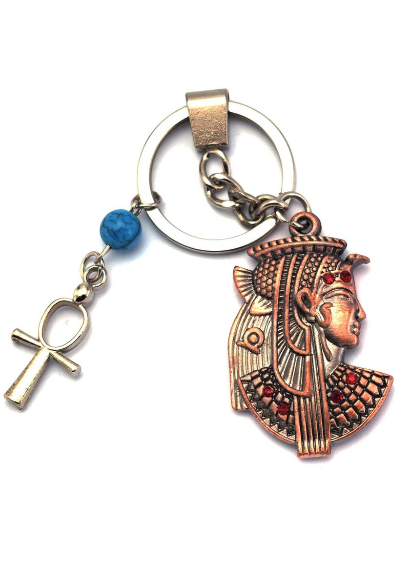 immatgar 4 pieces of  immatgar pharaonic Cleopatra keychain Egyptian souvenirs gifts from egypt Pharaoh (Burnt Red with ankh key)  - Image 2