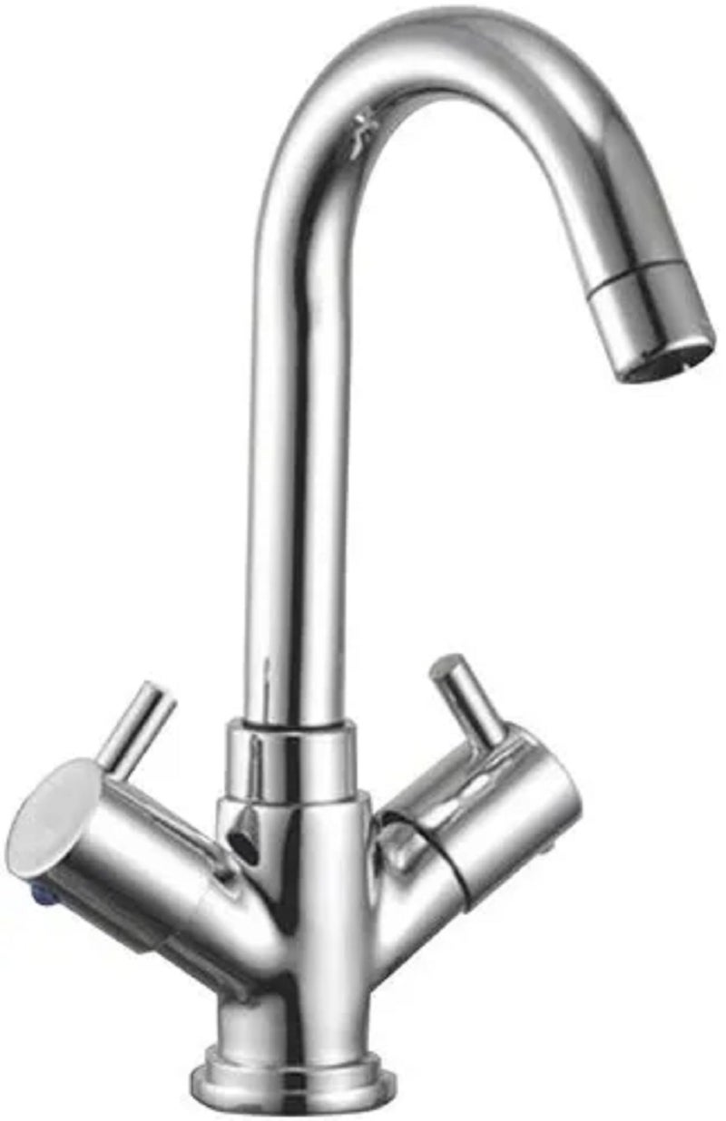 PEFKO PFK0014 Brass Table Deck Mounted Washbasin Mixer Tap (Centre Hole Taps) Suitable for Hot & Cold Water in Washbasin (Turbo Handle) - Image 1