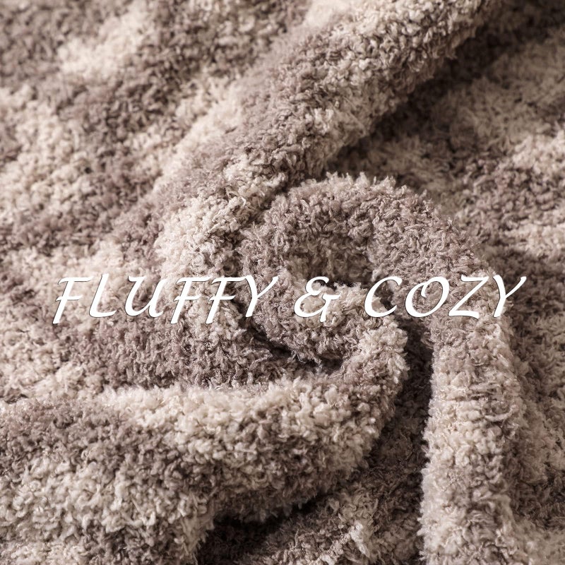 bearberry Fuzzy Leopard Knitted Throw Blanket Soft Cozy Warm Microfiber Blanket for Couch Sofa Bed Travel (Linen/Warm Gray  40""x50"") - Image 2