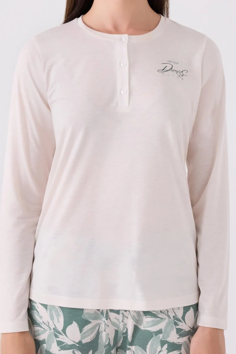 Arnetta Women's Button-down Collar Long Sleeve Pajama Set, Plus Size Women's Pajama Set