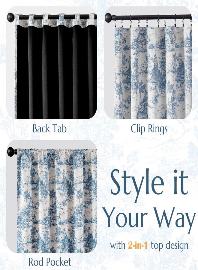 jinchan 100% Blackout Curtains for Bedroom, Blue Castle Printed Curtains 84 Inch Length for Living Room, Thermal Insulated Rod Pocket Back Tab Window Drapes 2 Panels - Image 5