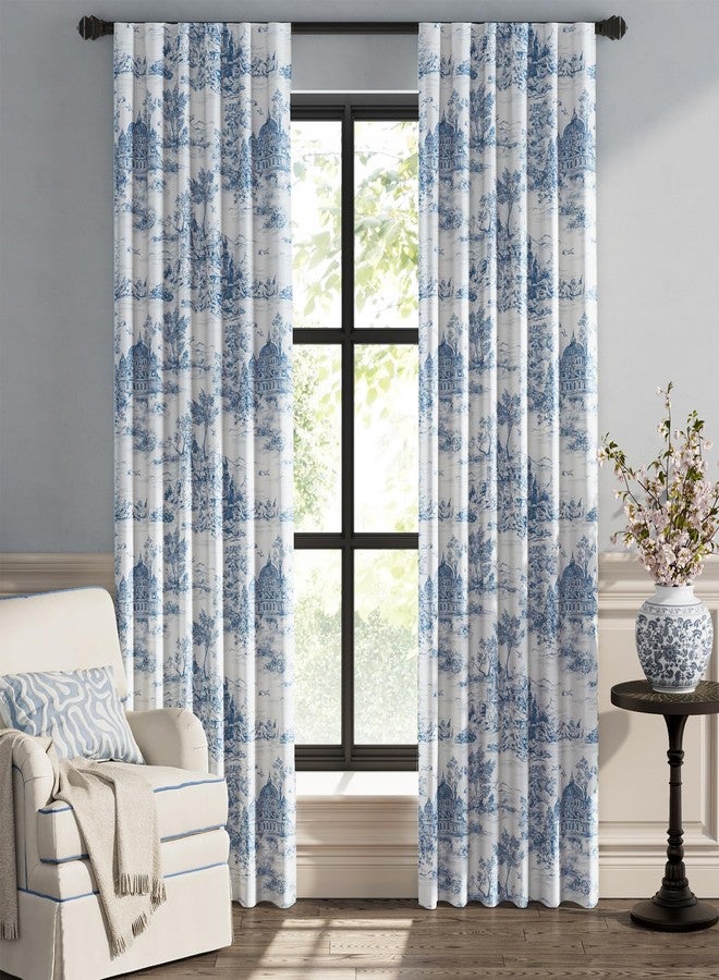 jinchan 100% Blackout Curtains for Bedroom, Blue Castle Printed Curtains 84 Inch Length for Living Room, Thermal Insulated Rod Pocket Back Tab Window Drapes 2 Panels - Image 2