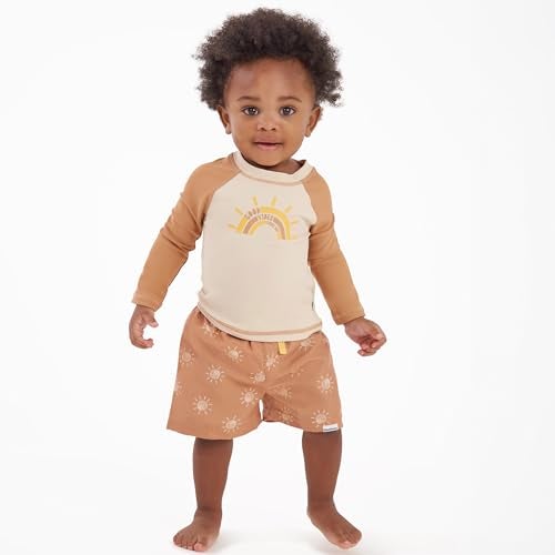 Gerber Baby Boys Baby Toddler Long Sleeved Rashguard Swim Bathing Suit Set Suns 18 Months - Image 3