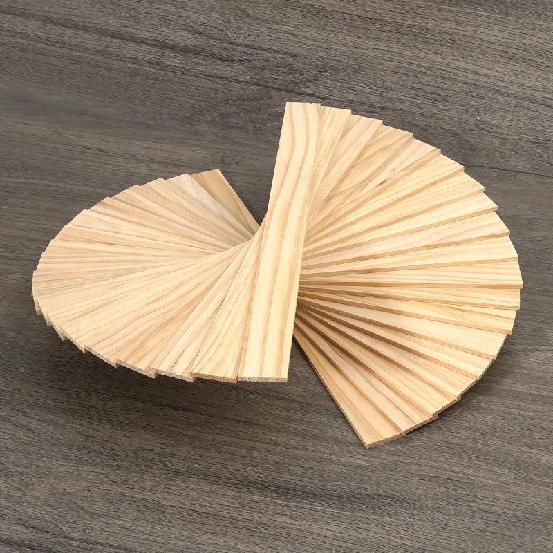 Lugailly Wood Strips Slats Wooden Dowels for Crafts 1/8"x 1" x 12", 20 PCS Decorative Wood Trim Planks for Wall, Square Wooden Sticks for Crafting, Unfinished Pine Lumber Pieces for Woodworking Models Making - Image 2