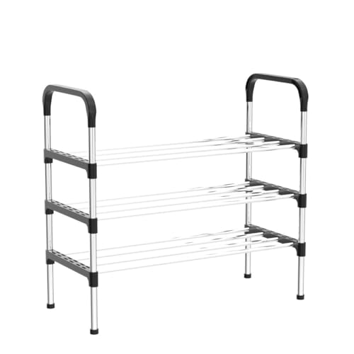 wolpin 3-Tier Multipurpose Shoe Rack | Steel Storage Organizer with Dust-Proof Cover for Footwear, Clothes & Toys | Large Space-Saving Shelf (Silver) - Image 4