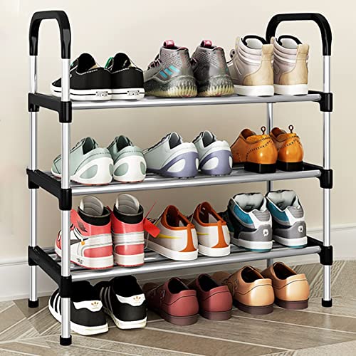 wolpin 3-Tier Multipurpose Shoe Rack | Steel Storage Organizer with Dust-Proof Cover for Footwear, Clothes & Toys | Large Space-Saving Shelf (Silver) - Image 1