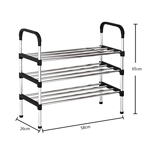 wolpin 3-Tier Multipurpose Shoe Rack | Steel Storage Organizer with Dust-Proof Cover for Footwear, Clothes & Toys | Large Space-Saving Shelf (Silver) - Image 5