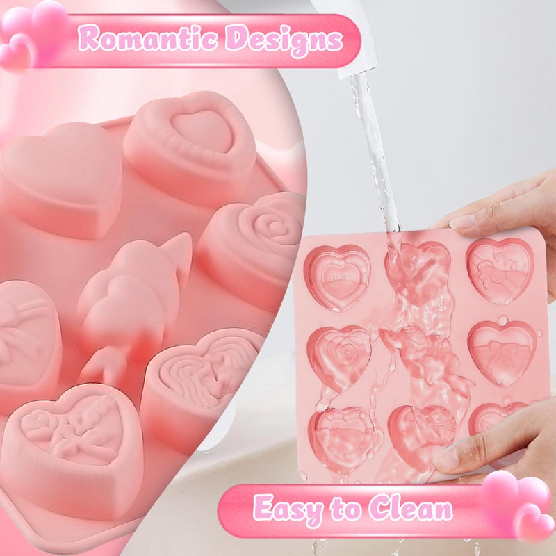 Vidotim 4Pcs Valentineâ€™s Day Truffles Chocolate Molds, 9 Design Small Heart Chocolate Mold, Non-Stick Heart Silicone Molds for Candy, Ice Cube, Cake Pop, Soap(1.31"(4Pcs)) - Image 5