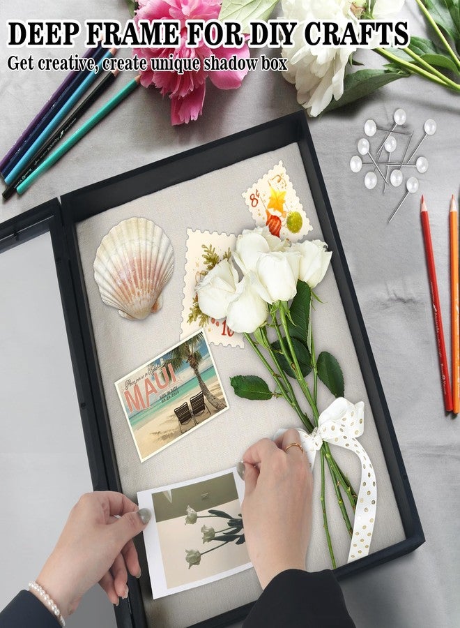 Alyoen Greeting Card Display Stand Holder, Card Display Rack, Wooden Postcard Display Stand, Sticker Display Stand for Vendors, Shadow Box Frame Display Case with Linen Back & Push Pins for Wall, Tabletop - Image 2