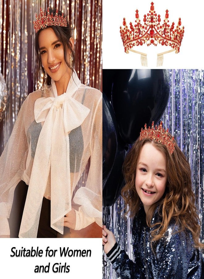 VELSCRUN Red Crystal Birthday Tiara Crowns for Women Girls It's My Birthday Sash Queen Girls Princess Crown with Combs Happy Birth Party Decorations Mom Sisters Birth Gift Hair Accessories - Image 3