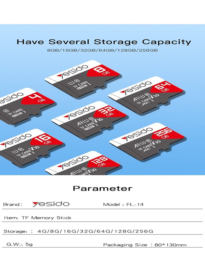 Yesido FL14 Online Selling 256GB USB2.0 TF Memory Cards White  - Image 4