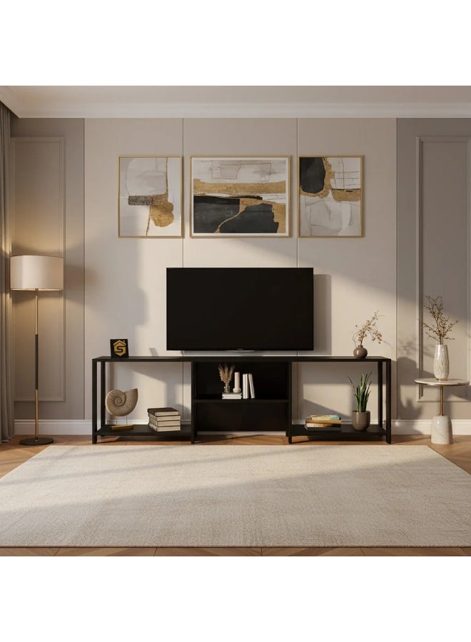 Stylish Home Modern wooden TV stand in black - Image 1