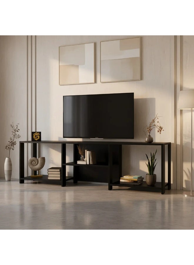 Stylish Home Modern wooden TV stand in black - Image 2