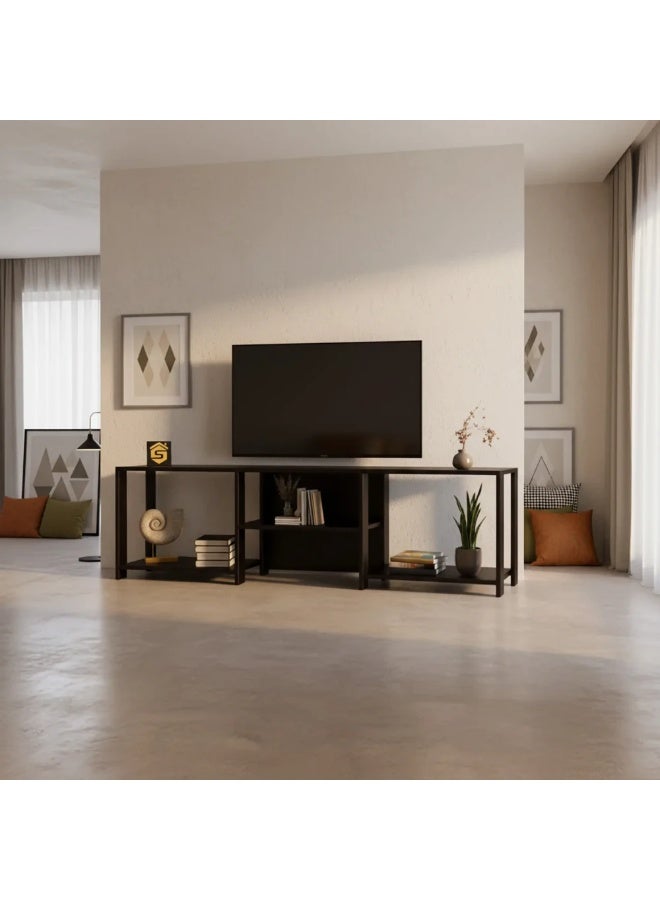 Stylish Home Modern wooden TV stand in black - Image 4