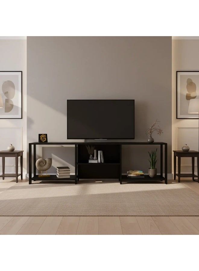 Stylish Home Modern wooden TV stand in black - Image 5