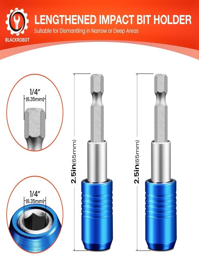 BLACKROBOT 2-Piece Magnetic Quick Change Impact Bit Holder, 2.5-Inch Drill Bit Extension for 1/4" Hex Drives, Ideal for Screwdriver Bits, Nuts, Drills and Socket Driver Adapters - Image 2