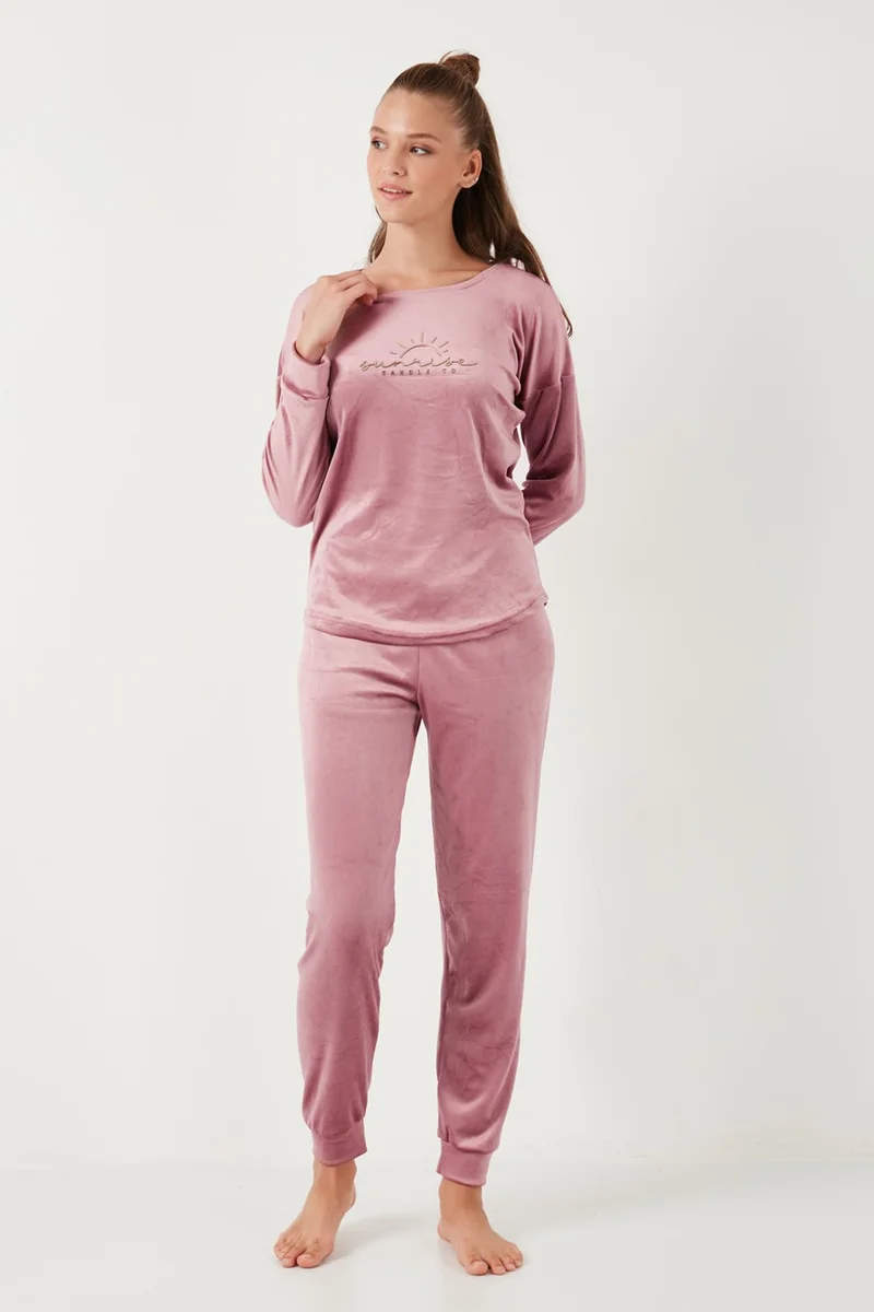 ليلا Standard Fit Crew Neck Pajama Set Women's Pajama Set 6094201