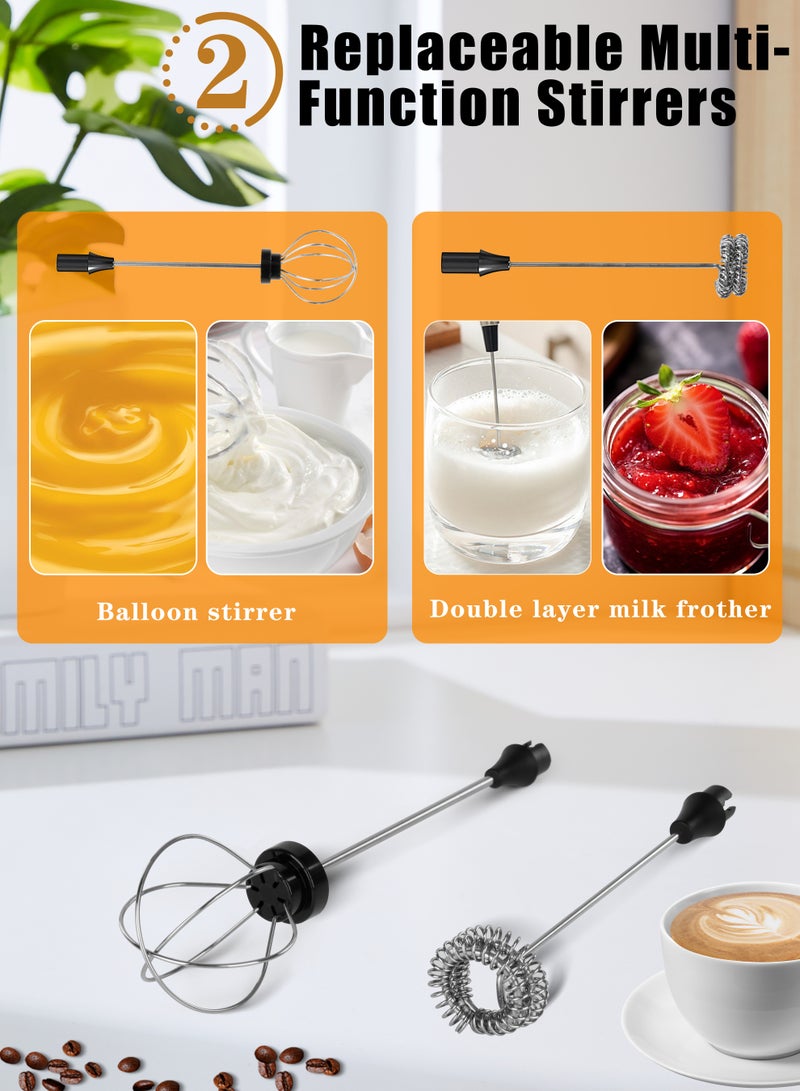 Xkimos Electric Milk Frother Handheld USB-C Charging 304 Stainless Steel Whisk 3-Speed Low Noise for Coffee Lattes Cappuccinos Baking Home Use - Image 5