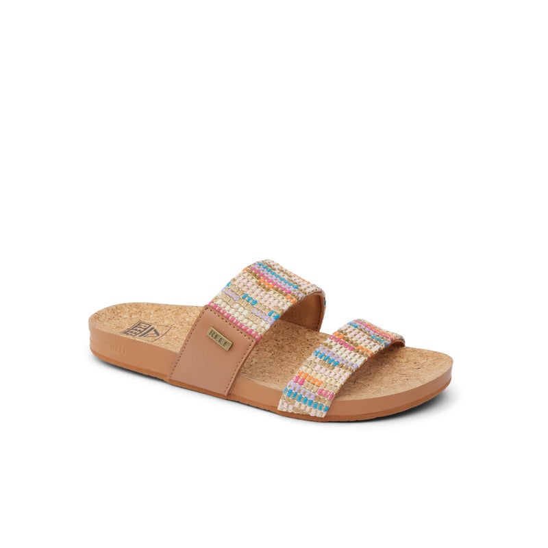 REEF Cushion Vista Womens Fashion Slide Sandal, Vegan Leather Strap, Ultra Soft Cushion Footbed, Beachy Woven, 7 - Image 3