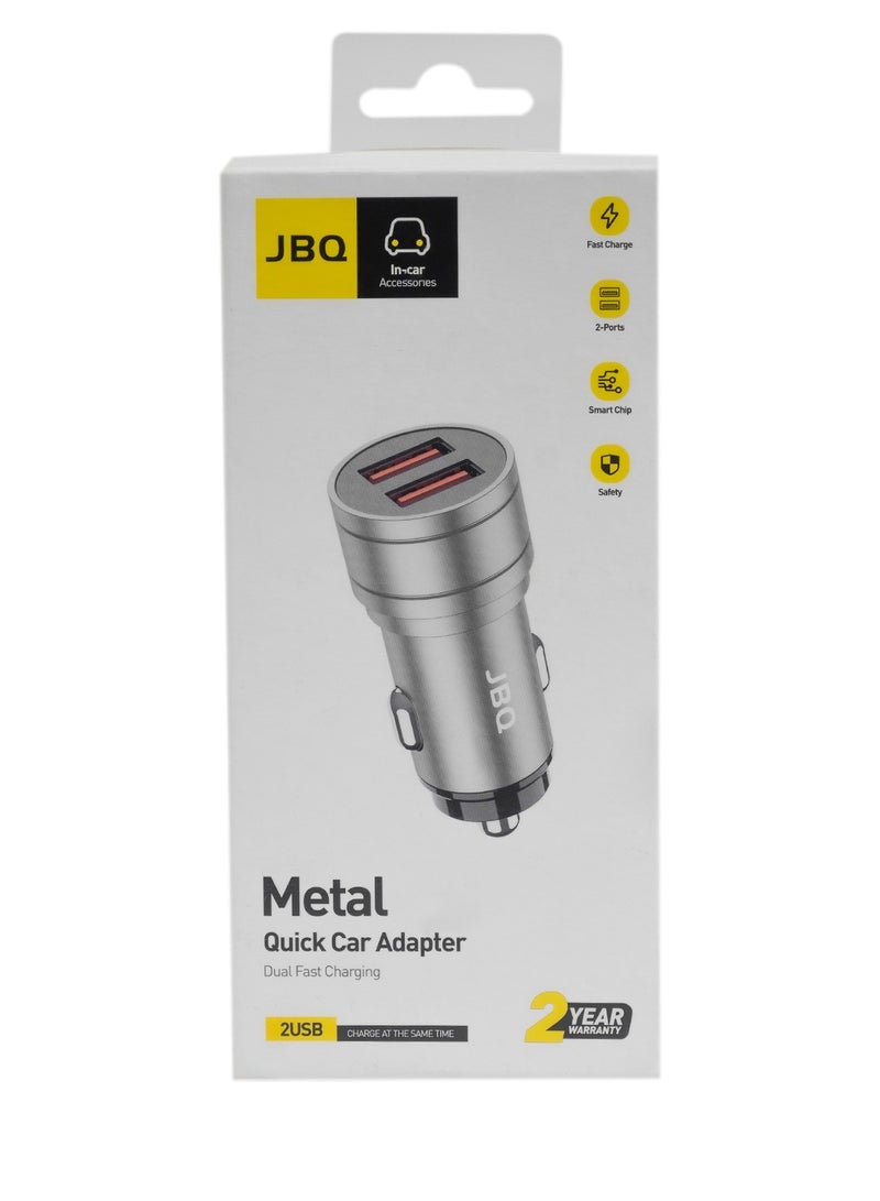 JBQ Metal Quick Car Charging Adapter With 2 USB Ports - Image 4