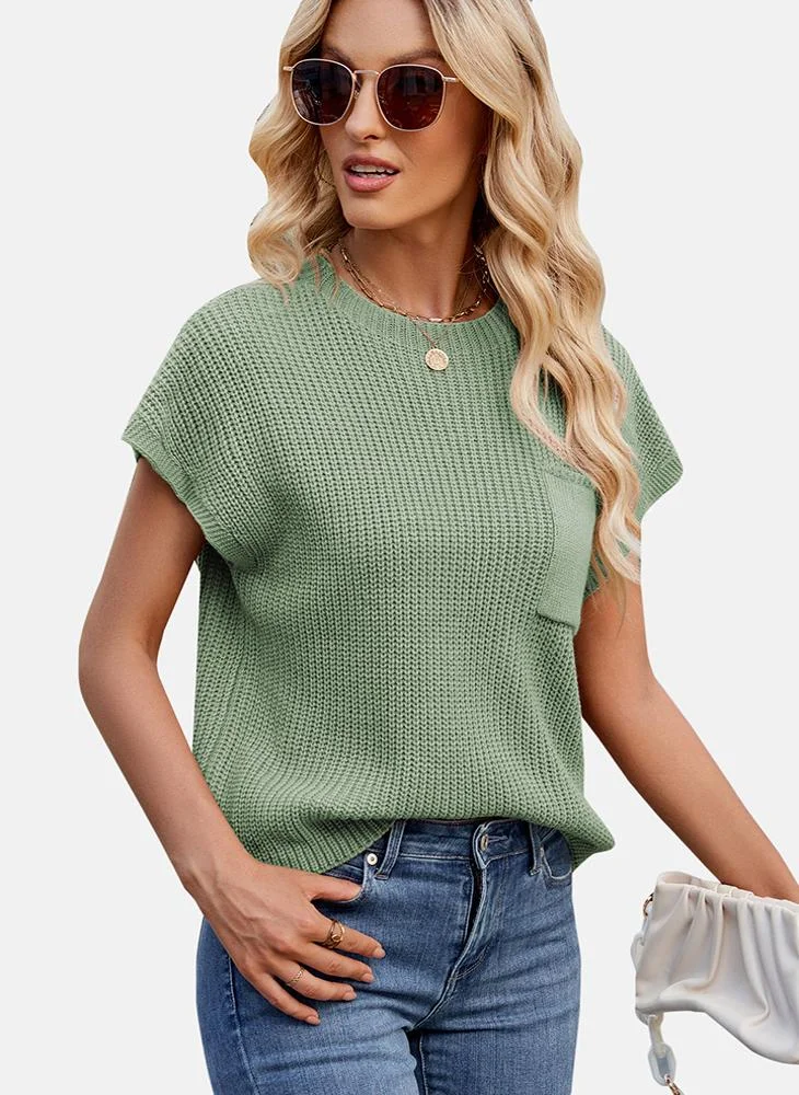 يونيكي Green Round Neck Printed Top