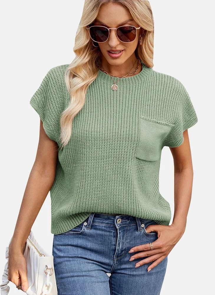 YUNIQEE Green Round Neck Printed Top