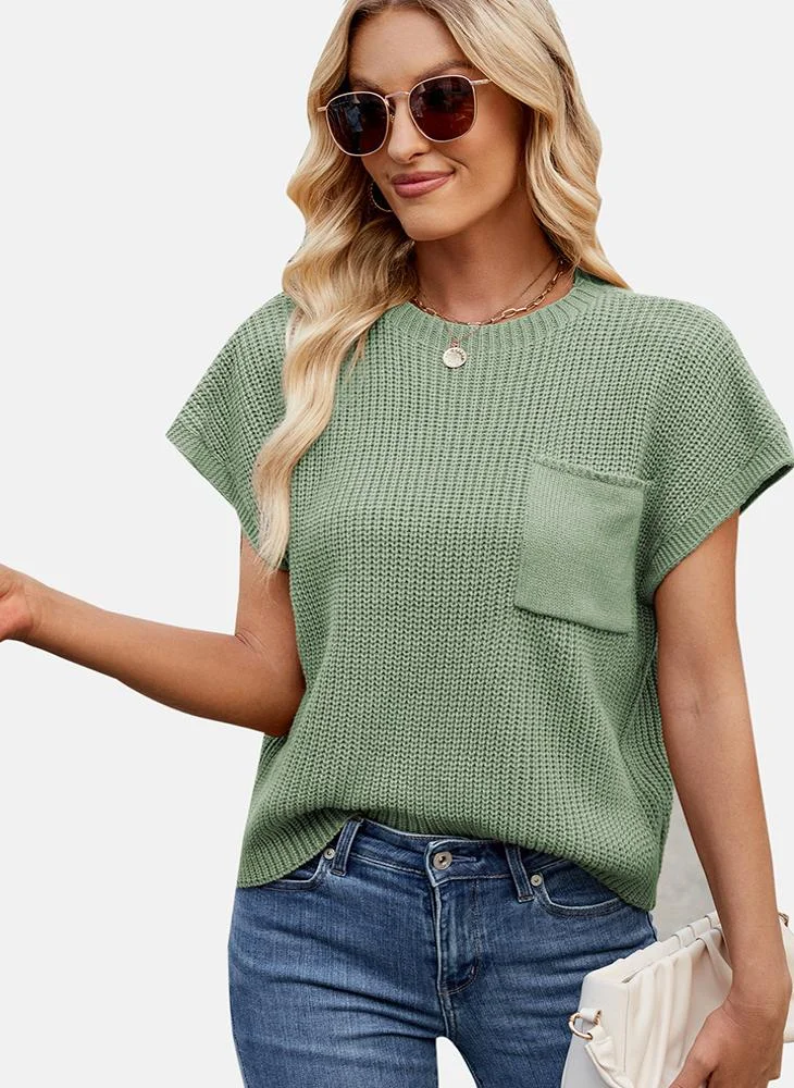 YUNIQEE Green Round Neck Printed Top