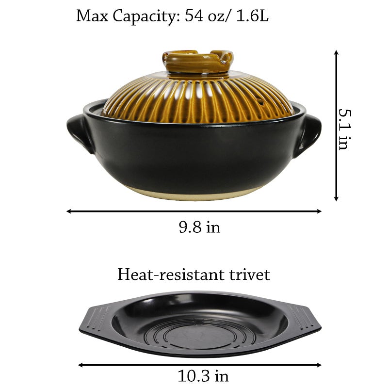 Okllen Large Korean Ceramic Bowl with Lid and Platter, 54 oz Clay Pot for Cooking, Sizzling Hot Pot for Dolsot Bibimbap, Soup, Casserole, Rice, Stew, Noodle - Image 2