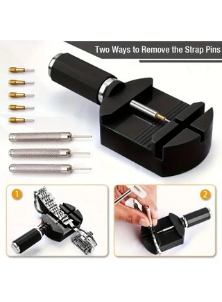 Watch Strap Link Removal Kit, Watch Adjustment Tool Kit, Watch Band Sizing Tool for Bracelet Adjustment, Watch Pin Strap Removal Tool, Watch Resizing Kit with Watch Pin Remover, Watch Link Pin Punch, Hammer - view 3