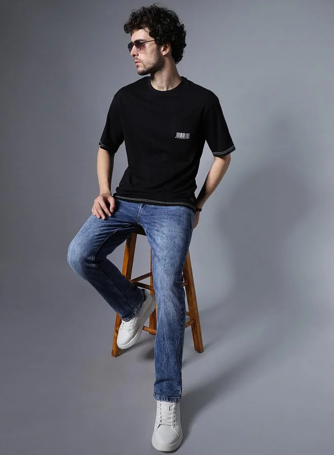 HIGH STAR Mid Rise Faded Regular Fit Jeans by Styli