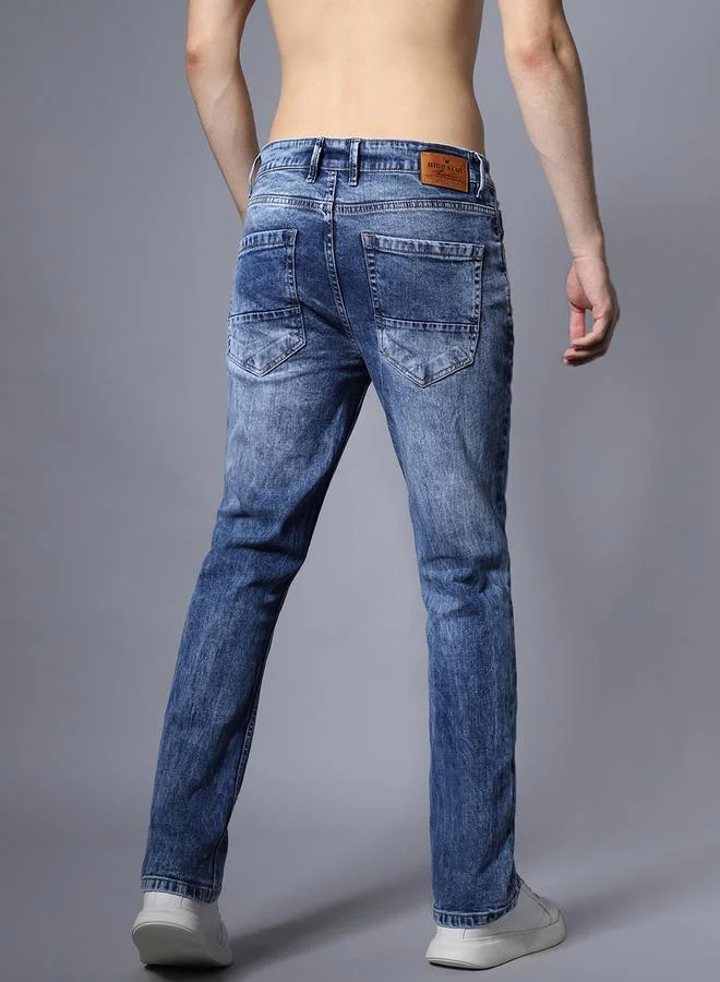 HIGH STAR Mid Rise Faded Regular Fit Jeans by Styli