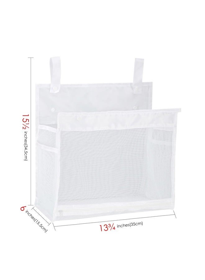 Adorila 2 Pack Mesh Bath Toys Organizer, Kids Bathroom Toy Storage Holder with Hooks, Bottom Zipper Toy Bag for Bathtub (White) - Image 3