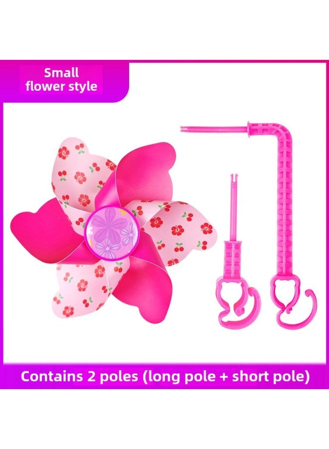 Colorful Rotating Windmill Children's Scooter Bicycle Stroller Decorative Pendant Small Windmill Outdoor Toys-Color:Long And Short Pole Windmill  1 Piece - Image 1
