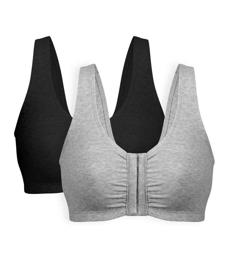 Bestform 5006014 Comfortable Unlined Wireless Cotton Stretch Sports Bra with Front Closure - Image 1