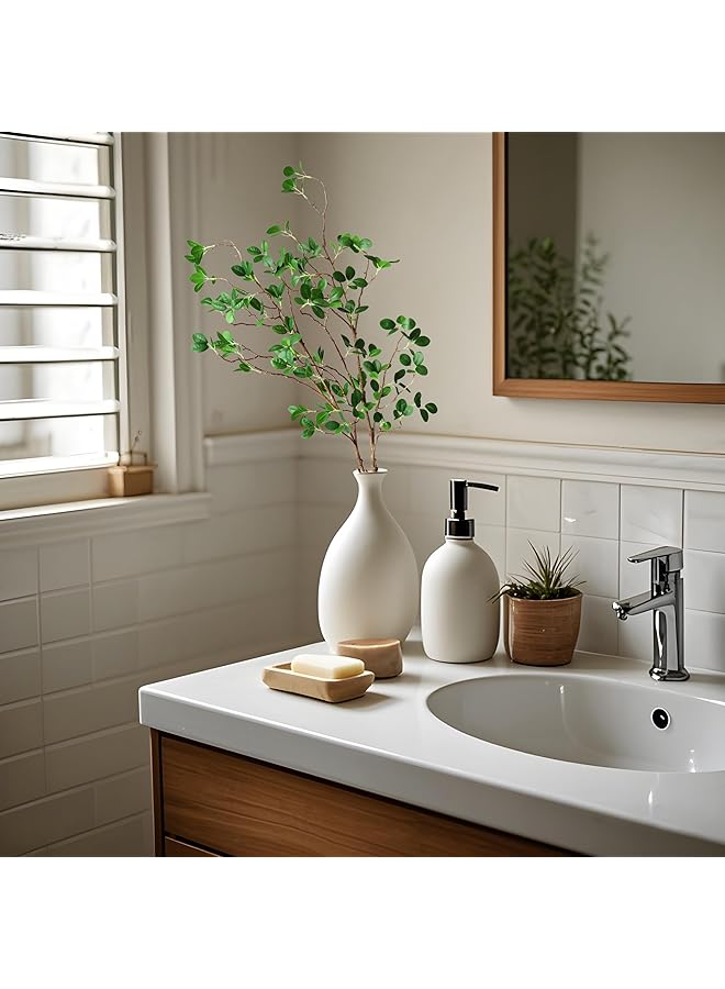 erorex Artificial Eucalytus Green Branches Faux Ficus Twig Home Office Shop Decoration 2Pcs - Image 3