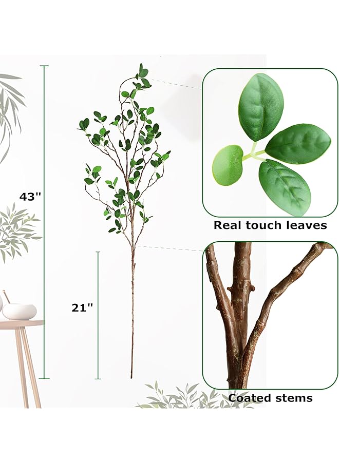 erorex Artificial Eucalytus Green Branches Faux Ficus Twig Home Office Shop Decoration 2Pcs - Image 2
