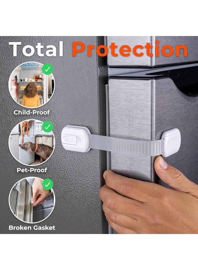 HomeBrella قفل ثلاجة مقاوم للأطفال مع لاصق - أحزمة أمان قابلة للتعديل - قفل ثلاجة للأطفال - قفل الفريزر للحفاظ على الباب مغلقًا - للأطفال والقطط والكلاب - توافق عالمي - Image 2