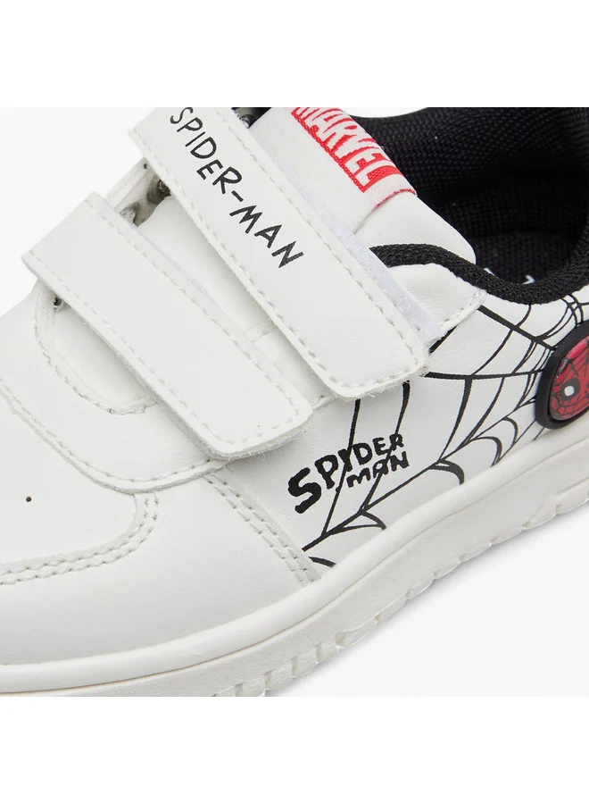 MARVEL Boys Spider-Man Print Sneakers with Hook and Loop Closure