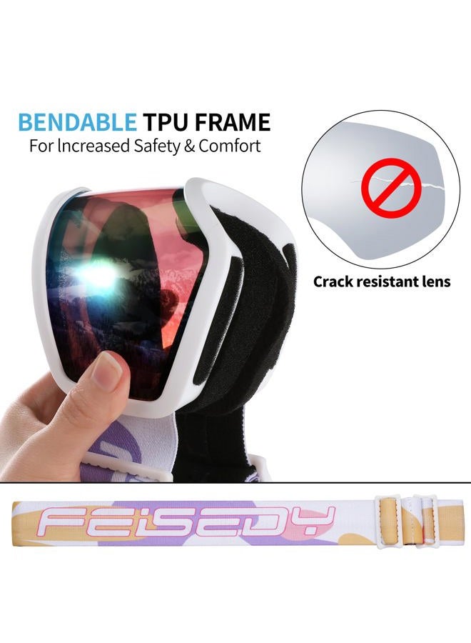 FEISEDY Kids Ski Goggles,Snowboard Goggles for Boys Girl Youth,OTG Anti Fog UV Protection Snow Goggles B0019 - Image 4