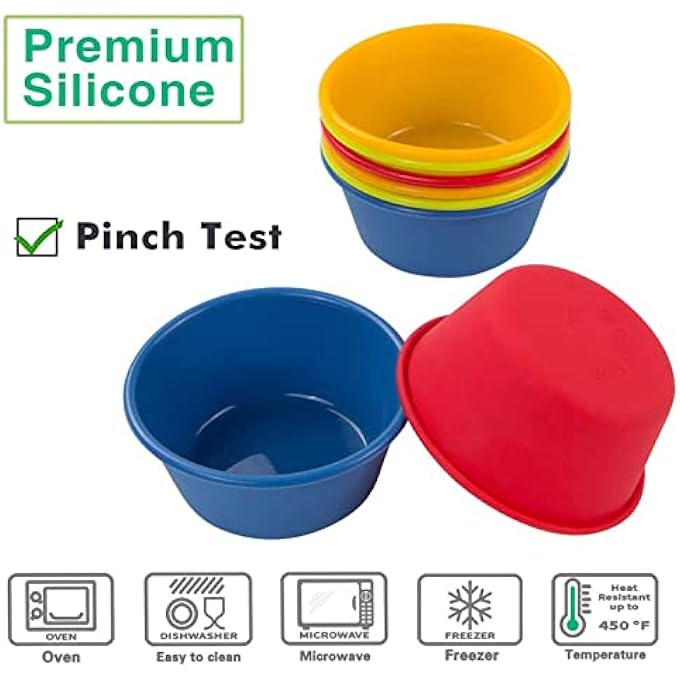 مجموعة أكواب خبز كب كيك سيليكون من 8 مقلاة هوائية مافن بان جامبو مافن قابلة لإعادة الاستخدام كبيرة فردية مافن القصدير 35 بوصة ميني كيك بان سلطة تتبيلة حاوية خالية من BPA - Image 3