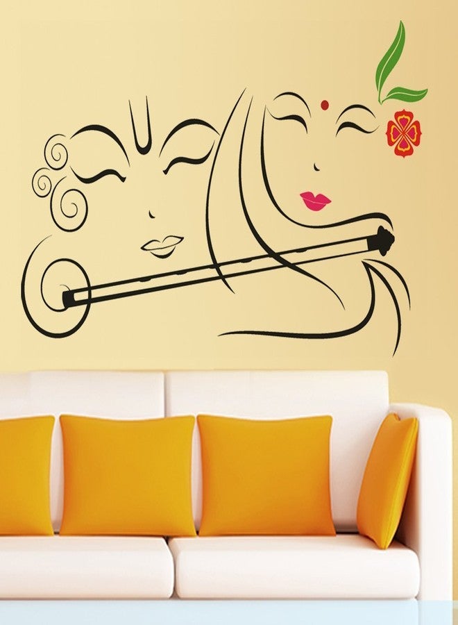 Decals Creation™ Wall Sticker 'Radha Krishna with Flute' 60X48 CM