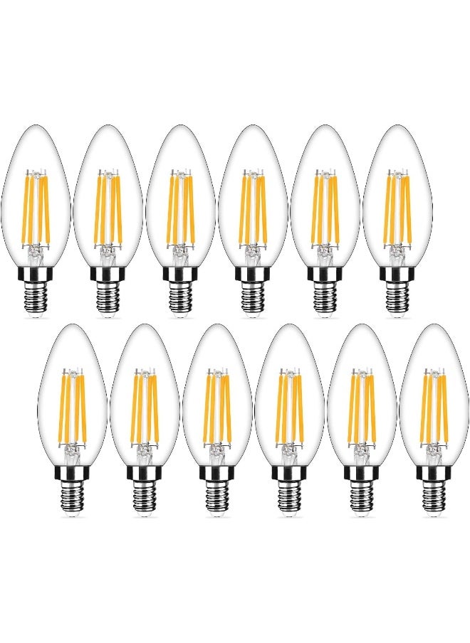 Yochoice 12-Pack Dimmable E12 LED Candelabra Bulbs 40Watt Equivalent, 2700K Warm White, 450Lumens, 4W B11 Vintage Chandelier Light Bulbs, LED Filament Clear Glass Candle Lamp for Ceiling Fan Home Decor  - Image 1
