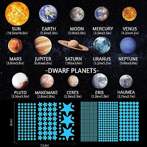 Robmoda Solar System Wall Decals Glow in The Dark Stars 780 PCS, Glowing Planets Stickers for Ceiling, Nursery Wall Stickers for Bedroom, Kids Room Decorations (Blue) - Image 3