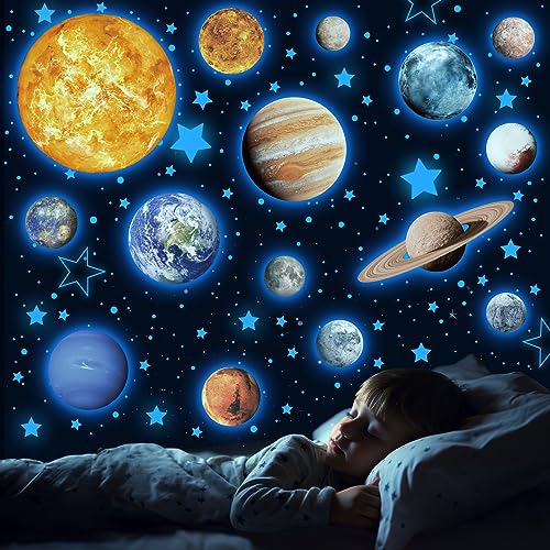 Robmoda Solar System Wall Decals Glow in The Dark Stars 780 PCS, Glowing Planets Stickers for Ceiling, Nursery Wall Stickers for Bedroom, Kids Room Decorations (Blue) - Image 1