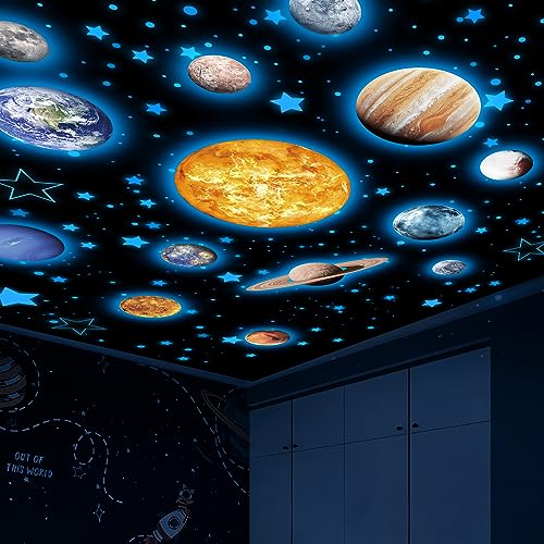 Robmoda Solar System Wall Decals Glow in The Dark Stars 780 PCS, Glowing Planets Stickers for Ceiling, Nursery Wall Stickers for Bedroom, Kids Room Decorations (Blue) - Image 2