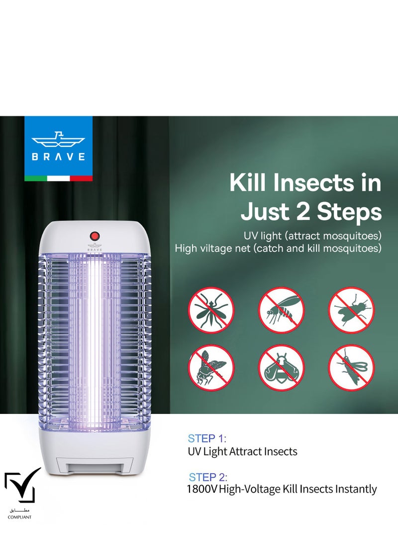Brave Powerful Electric Mosquito Killer & Fly Trap, Smart Pest Control Device for Indoor & Outdoor Use, 10W Power & 1800V Power Supply, High Efficiency UV Mosquito Trap, 100% Original Insect Zapper, Effective Against Flying Insects, Ideal for Home, Kitchen, Patio, Garden, Office and Camping, Durable and Weatherproof Design, Safe, Eco-Friendly and Silent Operation, 24/7 Protection (White)  - Image 3